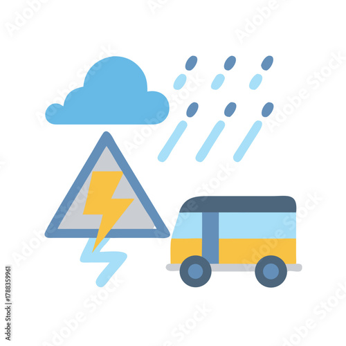 Weather conditions affecting travel depicted with a truck icon