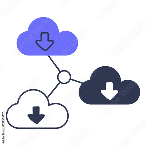  Distributed Cloud Data Network Color Outline Icon and Illustrations