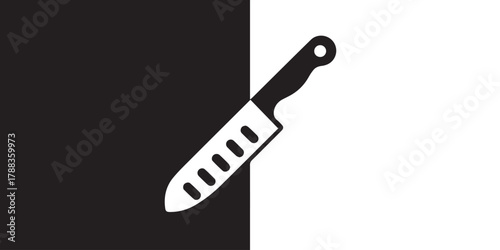 knife kitchen silhouette black white contrast vector icon