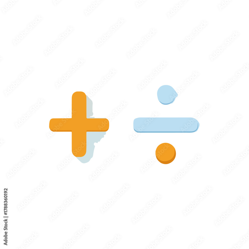 Obraz premium Math Symbols Plus and Division on White Background