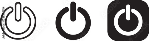 power icon simple power button symbol thin stroke circle line enclosed square