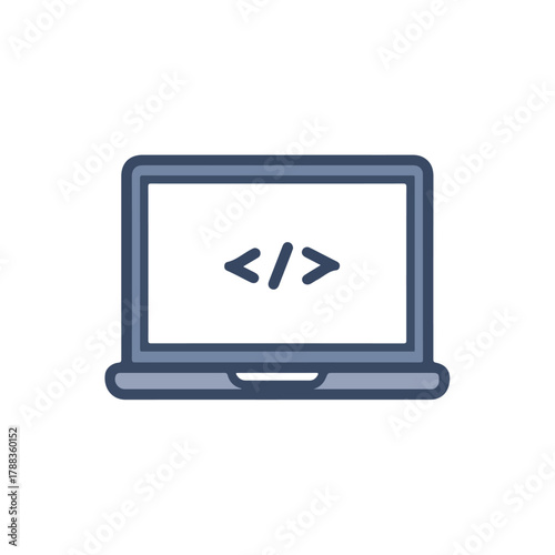 Laptop with Code Symbol Modern Development Icon