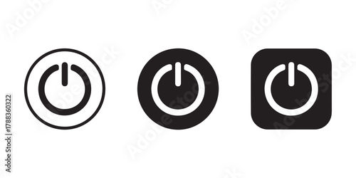 power icon power button variations standalone circle and rounded square enclosures