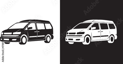 minivan symmetrical duo vehicle icon contrast set two colorways
