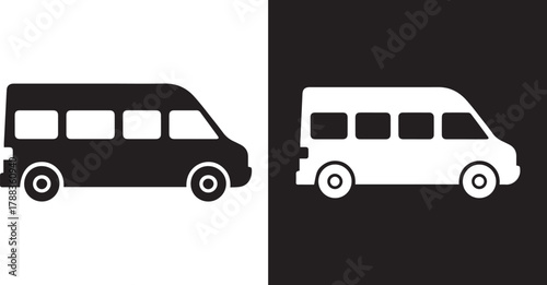 van icon delivery vehicle profile silhouette two-tone emblem for apps