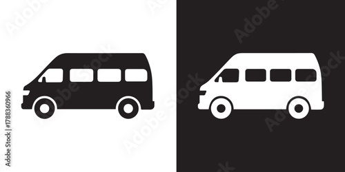 van icon profile transport vehicle symbol two-color glyph for ui kit