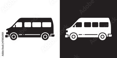 van icon side view delivery van two-tone silhouette for ui and branding