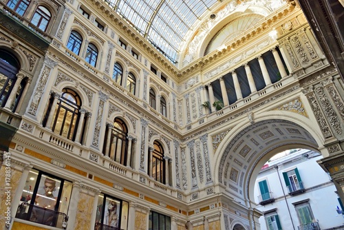 Interior details of the Galleria Umberto I, built in the 19th century in Naples, Campania, Italy