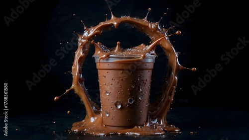 Chocolate vortex in action. The intense flavor of iced cocoa and orange, captured in a moment of pure drama.