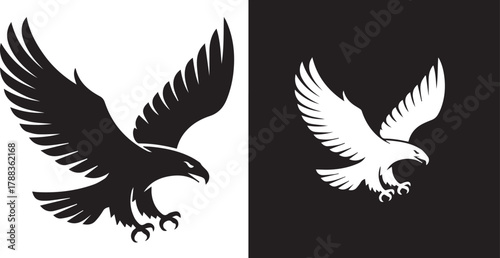 eagle heraldry vector emblem symmetric black and white layout