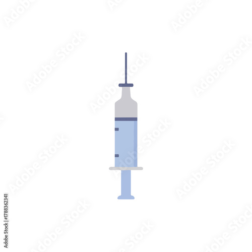 Minimalist Vaccine Syringe Icon on White Background