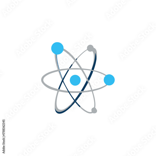 Modern Atom Logo with Blue and Gray Elements