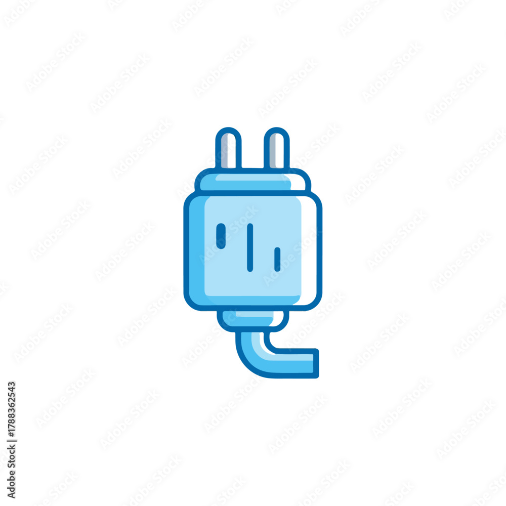 Fototapeta premium Modern Blue Plug Icon on White Background