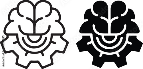 Brain, circuit board, artificial intelligence, half organic half digital, binary mind, technological neural network, black and white illustration, minimalist design