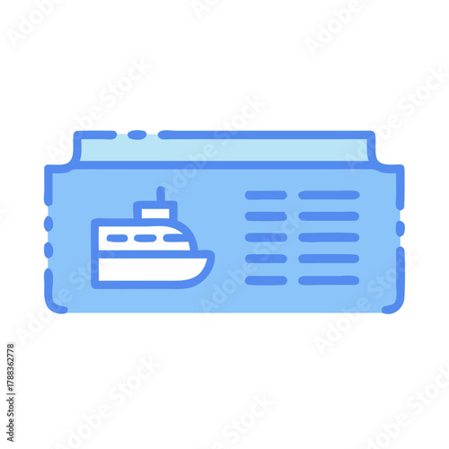 Cartoon cruise ticket for booking travel vacation holiday