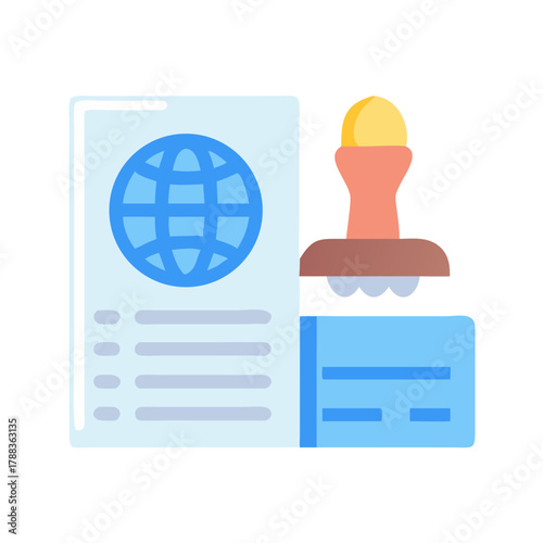 Visa stamp passport documentation concept flat design icon