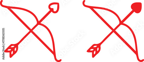 bow and arrow, red silhouette, minimalist, symmetrical, icon, simple, geometric, vector illustration