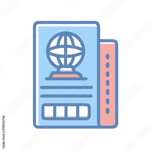 blue passport with globe icon clip art preview