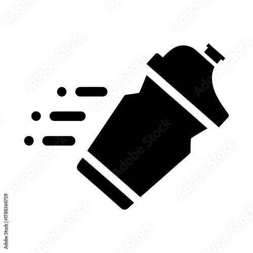 Protein shaker bottle icon with motion lines isolated design