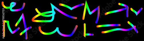 Abstract music background with neon glow and colorful notes illustration