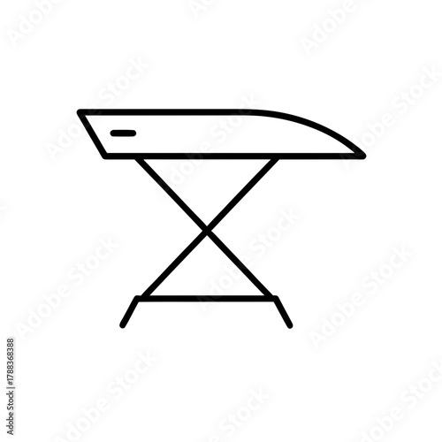 Illustration of an ironing board in simple outline on transparent background silhouette