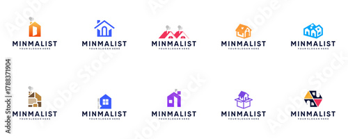 collection of minimalist home logos, comfortable living, property investment, marketing, graphic design templates.