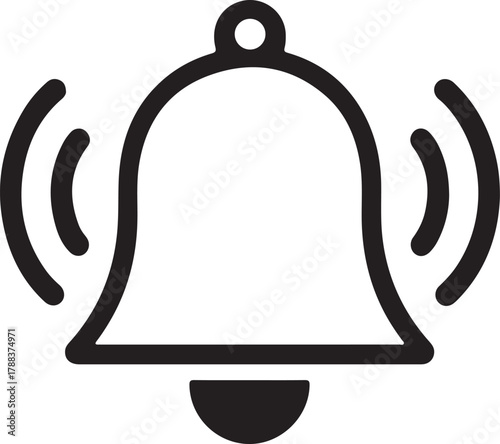 Ringing Bell Icon Black Notification Alert Symbol Vector