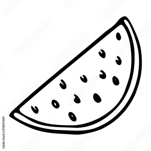 Vector doodle hand drawn watermelon slice food fruit berry clip art ink fineliner pen