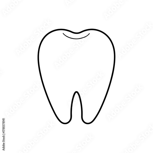 Outline illustration of a single human tooth on transparent background silhouette