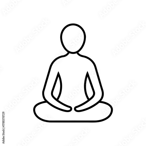 Person sitting in lotus position outline vector art on transparent background silhouette