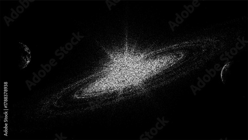 Abstract galaxy with planets in a vector background. Universe concept for science, technology, and space exploration. Modern digital design.