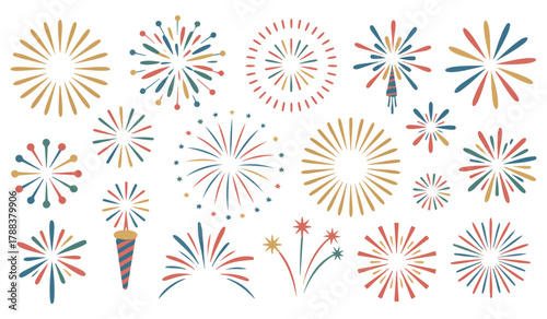 Festive firework designs for celebrations and holidays bring joyous charm to any design project this season