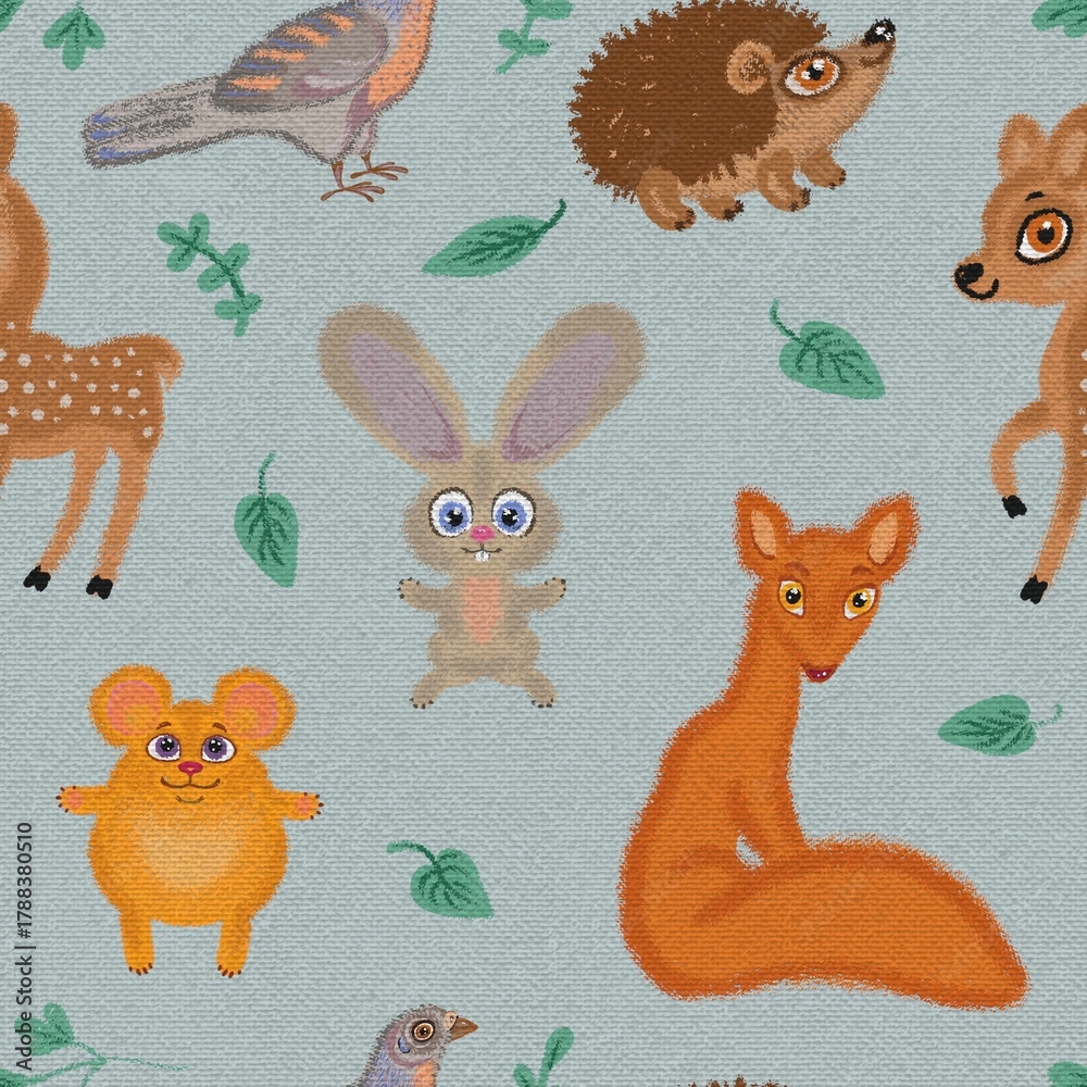 Obraz premium set of animals seamless abstract pattern background fabric fashion design print wrapping paper digital illustration art texture textile wallpaper colorful apparel image wrapping paper 
