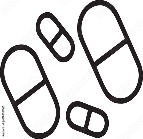 vector Pills and capsules icon, medicine icon