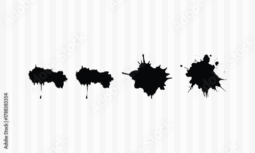 Artistic Paint Splatter Vector Set Black Ink Silhouette Elements for Creative Design