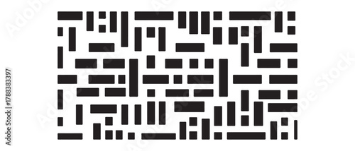 Abstract geometric pattern of black rectangles and squares on a white background