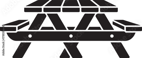 picnic table vector silhouette icon - perfect for furniture icons, decals, or eps crafts. Vector Black silhouettes. with white background