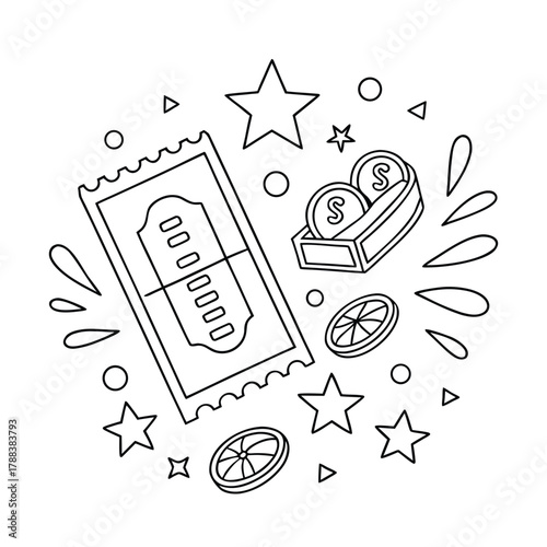 Colorful Scratch Card Sticker Design on a Clean White Background