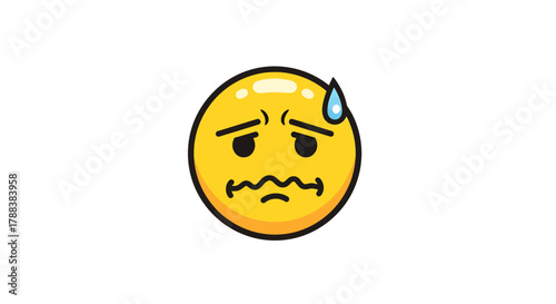 Anxious emoji graphic featuring distressed facial expression and sweat drop accent