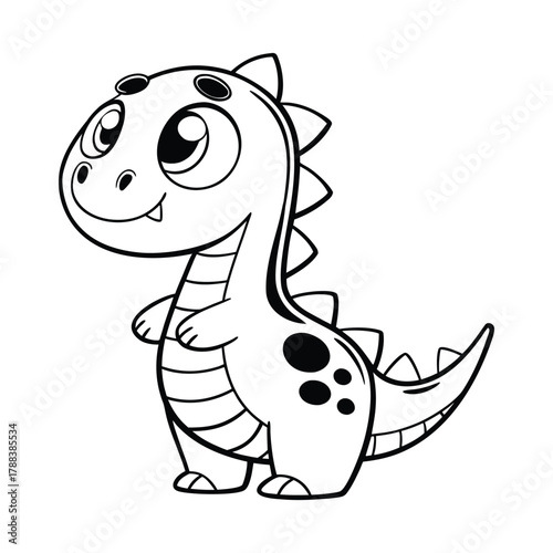 Cute Cartoon Dinosaur Sticker with White Background Design