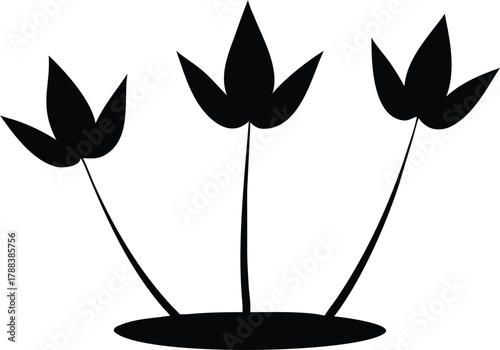 silhouette of lotus flowers and lily pads