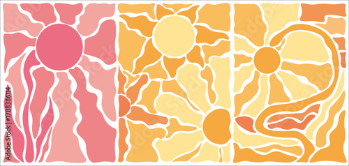 Foto Affiches florale groowy et abstrait