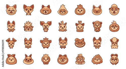 Charming collection of delightful cartoon animal characters perfect for children's illustrations