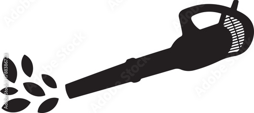 Black silhouette of a handheld leaf blower. Vector Black silhouettes. with white background