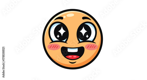 Delightful cartoon face with sparkling eyes expressing pure elation and charm