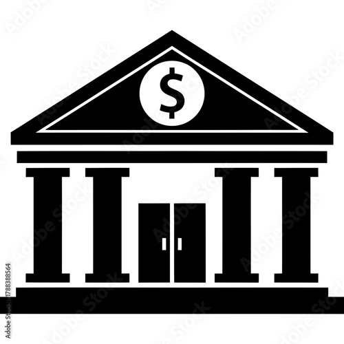 Professional bank building icon symbolizing finance security and wealth management