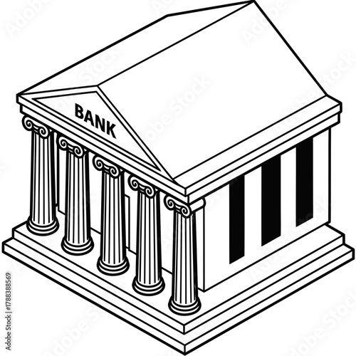 Classic bank building with columns symbolizes financial security and trust
