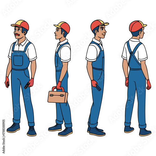 Handyman, repair worker, and plumber in uniform vector