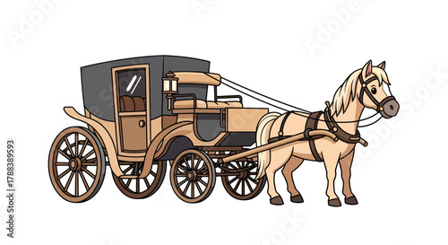 Elegant horse-drawn carriage with intricate details evokes a sense of history travel