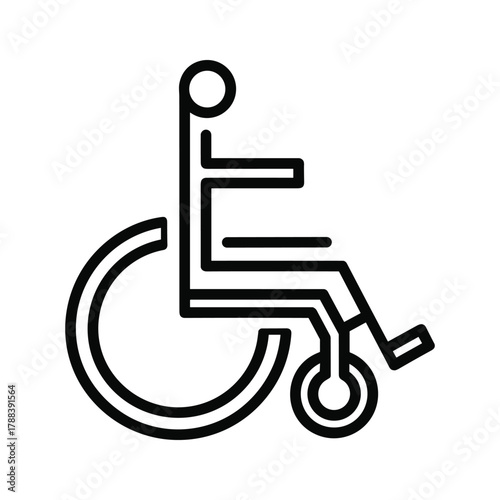 Stylized icon of a person in a wheelchair, representing mobility and accessibility for disabled individuals